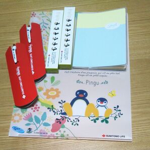 非売品文具事務用品 住友生命ピングークリアファイル1枚×ボールペン4本セット×福利厚生2025年スケジュール管理手帳 新品