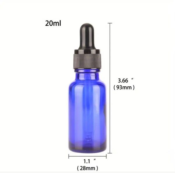 20ml 青色ガラス製スポイトボトル ガラスストロー付き