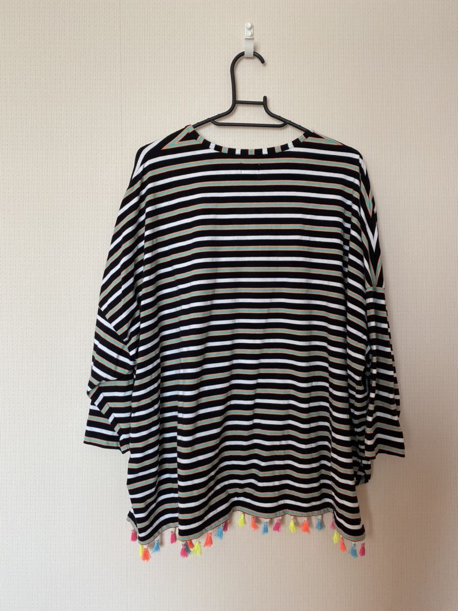 1回着美品◆フラボア FRAPBOIS パーラーボーダーカットソー◆フリンジ◆Tシャツ 1回着美品◆フラボア FRAPBOIS パーラーボーダーカットソー◆フリンジ◆Tシャツ