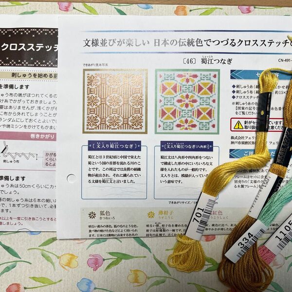 クロスステッチキット 2セット(図案と残り糸)