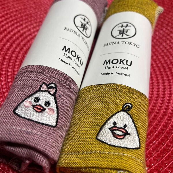 【赤坂サウナ東京限定】オリジナルあまみん&ととのん(MOKUフェイスタオル)ピンク&イエロー セット