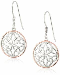 [ unused ] rhodium pink gold plating sterling silver Celt knot round earrings commodity. width :0.65 -inch [ outlet ]L4