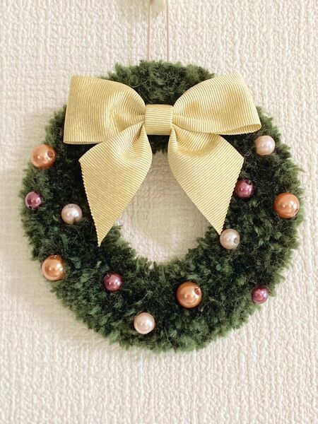 クリスマスリース ハンドメイド パンチニードル