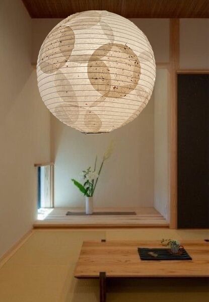 岐阜径30㎝丸パッチ和紙提灯灯具付照明ペンダントP-1