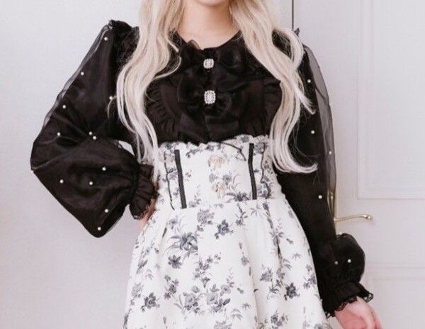 palelfy パールオーガンジーブラウス ブラック パルエルフィー