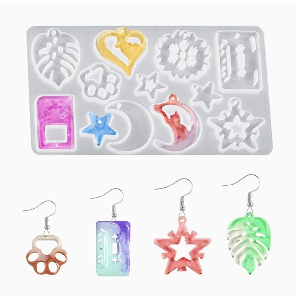 シリコンモールド レジン 星 月 葉っぱ形 ハンドメイド 型抜き 手芸用品