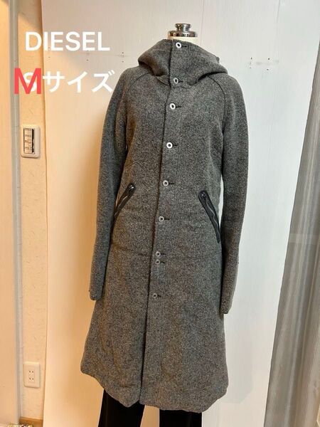 DIESEL ディーゼル グレー フード付き モッズコート Mサイズ
