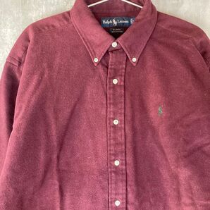 【シャモア】Ralph Lauren BLAIRE ラルフローレン ビンテージ ボタンダウンシャツ あずき色