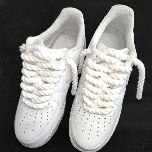 27.5cm ナイキ エアフォースワン ロープカスタム ALL WHITE ROPE AF1