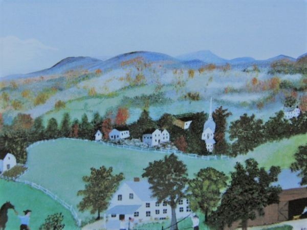 grandma moses, Autumn on the Hill, rare art book paintings, Good condition, Brand new high quality framed, free shipping, american painter, painting, painting, oil painting, Nature, Landscape painting