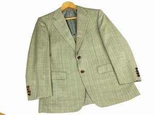 美品*Aquascutum アクアスキュータム*シルバーグレー系*ランダムピンスト柄*メンズ*2釦*テーラードシングルジャケット*90A4*春夏秋