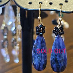 チャロアイト*ブラックスピネル*14kgf*大粒ピアス*癒し