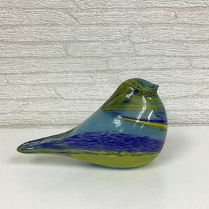 鳥の置物 ガラス 青×黄(おまとめ割引ございます)
