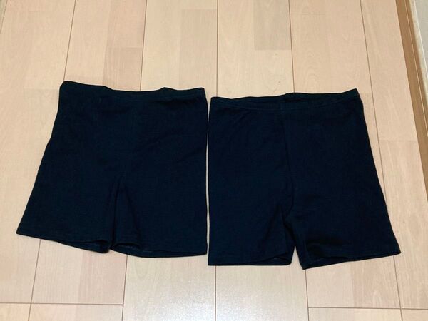 新品 レギンス 膝上20cm丈 黒 2枚 サイズS〜M