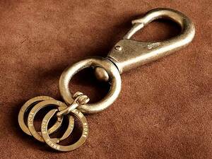  yacht na ska n key holder 4 number XL size ( original ring specification ) brass men's key ring Gold belt loop hook kalabina