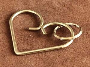  brass Heart type charm key holder lady's brass double ring belt loop key hook key chain men's hand made 