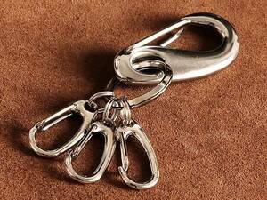  Minica labina attaching . sphere kalabina key holder (S) silver double ring key ring stainless steel belt loop key hook key chain 