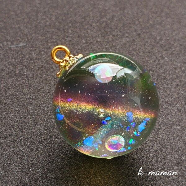N60 宇宙玉レジン ネックレス 25mm ハンドメイドネックレス キーホルダー チャーム