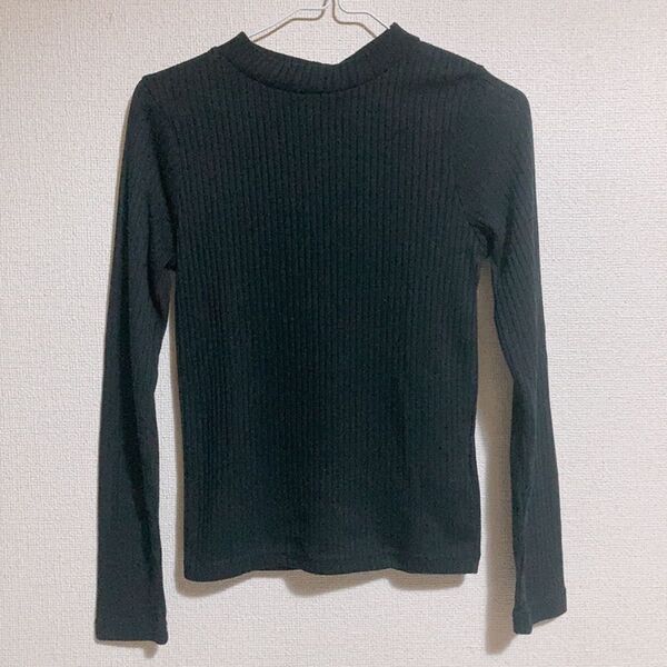 E hyphen world gallery 黒 長袖 カットソー リボン リブ レディース
