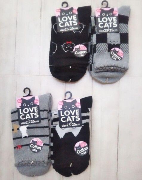 LOVE CATS 猫柄 靴下 size 23-25cm