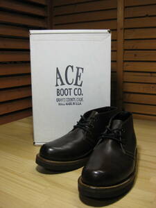 Y送料無料△300美品【ACE BOOTS エース ブーツ】 CHUKKA チャッカ ブーツ 箱付 茶系 SIZE 9 定価74,250円