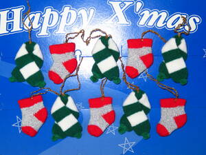 [* Christmas Mini knitted ornament 10 piece *]2 silver lame / red socks green / white muffler lease etc.. hand made .^^