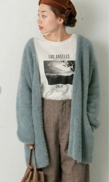 Sonny Label ラメ片畦ニットカーディガン ブルー