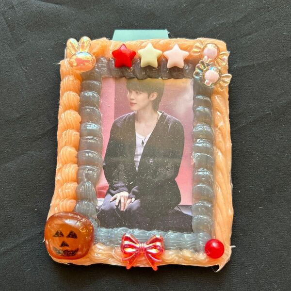 硬質カードケースデコ ホイップデコ オレンジ グレー 赤 ハンドメイド