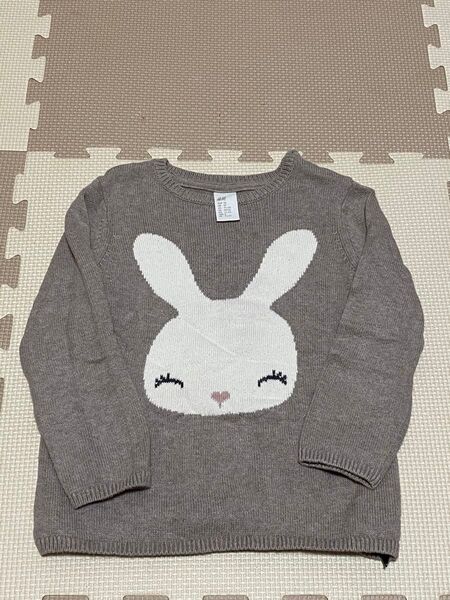 H&M ウサギ刺繍セーター グレー 90サイズ 長袖