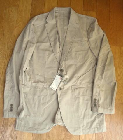新品タグ付き UNIQLO ウォッシュコットン ジャケット テーラードジャケット ベージュ メンズ ユニクロ L