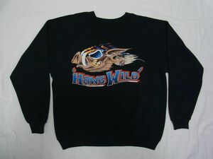 ☆ 80s ビンテージ HARLEY-DAVIDSON ハーレーダビッドソン HAWG WILD スウェット 黒 ☆USA古着 トレーナー 豚 3D EMBLEM 90s OLD Tシャツ