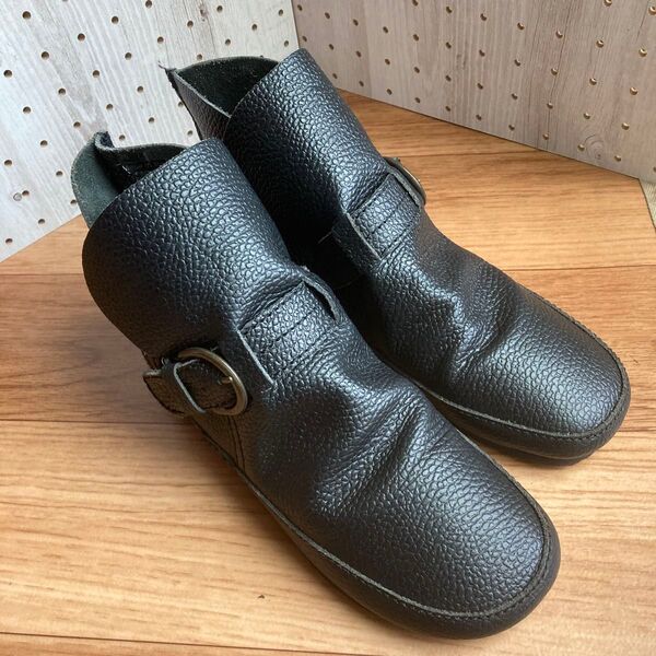 レディース 本革 ショートブーツ 黒 Lサイズ(24cmくらい) 美品