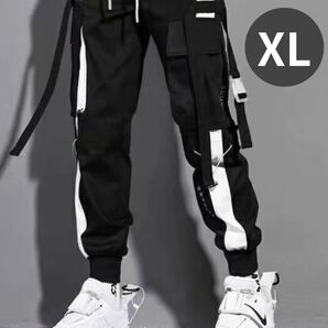 ブラック メンズ パンツ 黒色 メンズライク カーゴ 黒 オーバーサイズ XL