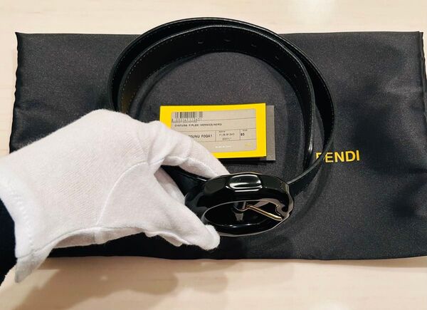 FENDIベルト 黒 パテント フェンディベルト 85サイズ