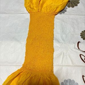 絹 絞り 帯揚げ 中抜き 山吹色