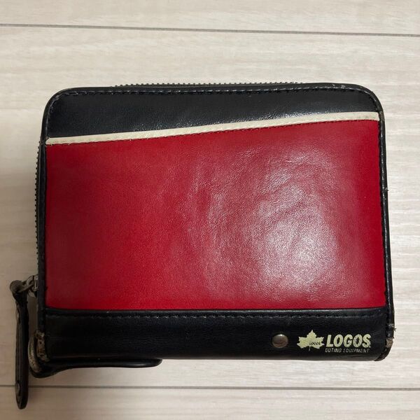 LOGOS 二つ折り財布 赤黒 レザー