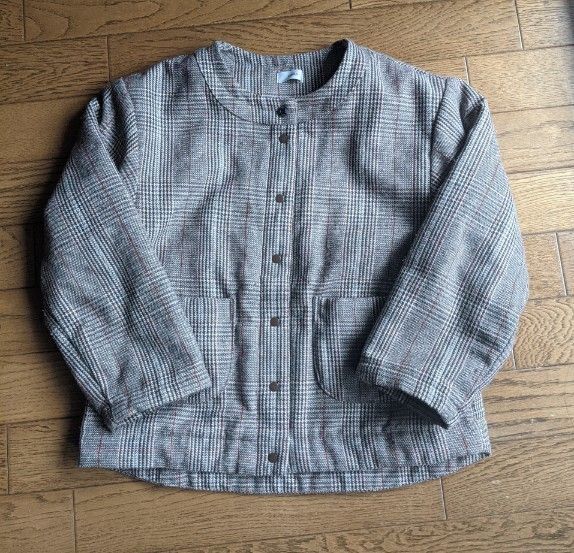 子供アウター 中綿 ノーカラーコート 130