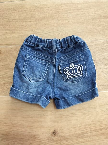 ベビードール クラウン刺繍 デニムショートパンツ 80サイズ