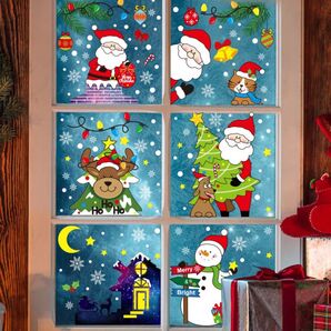 クリスマスステッカー 6枚セット 剥がせるシール ツリー サンタ トナカイ