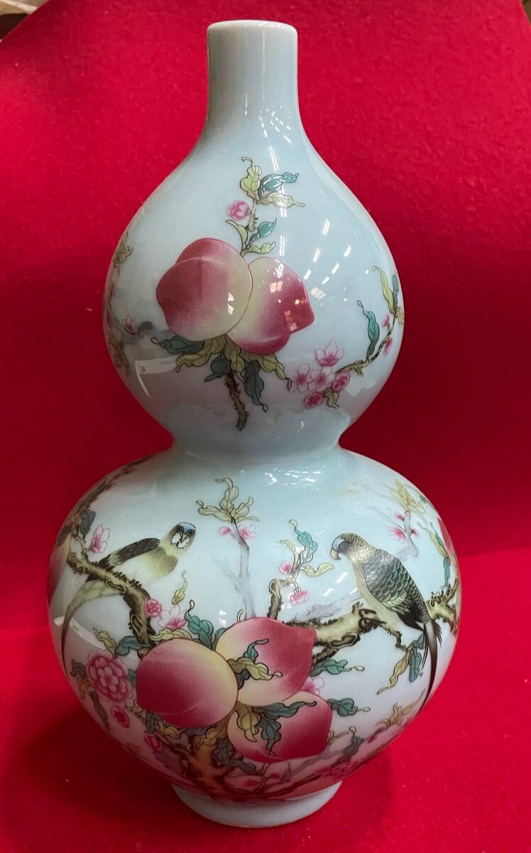 大清乾隆手絵パステル花鳥紋梅瓶一対作り古仿古瓷古玩骨董コレクション復古置物