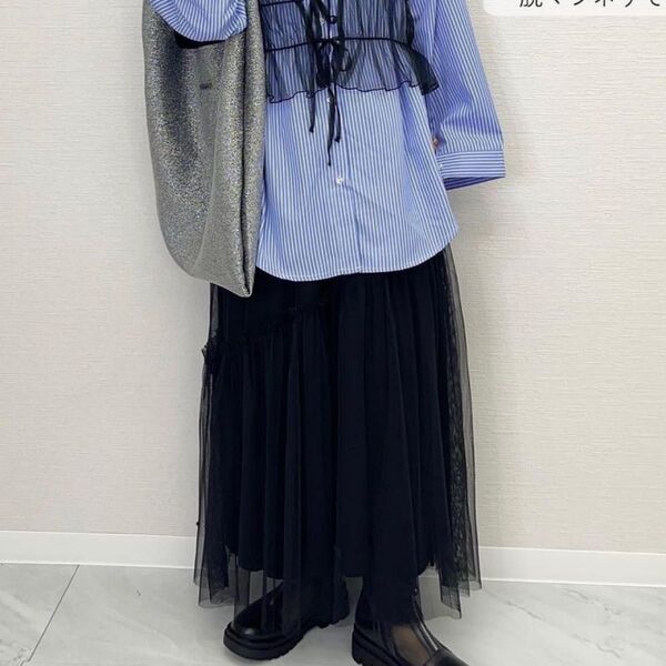 【美品】Petirireby helm ペチコートありチュールスカートしまむらとtaiyouさんコラボ シアー黒ブラック