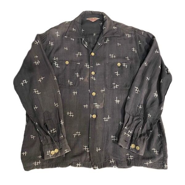 超希少 50s Vintage Rayon Faded Shirt Kasuri