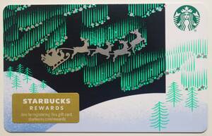 北米スタバカード2019ホリデー限定オーロラ クリスマス サンタ トナカイ リサイクル紙 アメリカUSA海外 紙製スターバックスカード