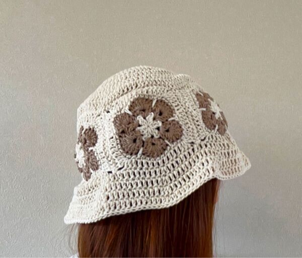 【ハンドメイド】クロッシェハット バケットハット 帽子