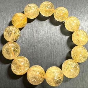 高品質 超大玉 ルチル 19mm 天然石 ブレスレット ゴールドルチル