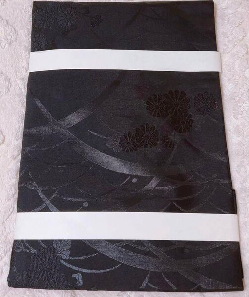 【値下げ】新品未使用 名古屋帯 八寸 正絹 黒 花柄 刺繍 着物 訪問着 帯 和装 レディース