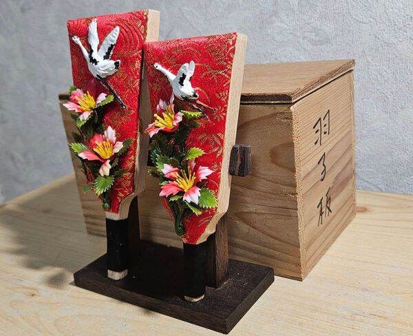 羽子板 羽子板飾り 正月 ひな祭り ひな祭り ミニチュア インテリア 昭和レトロ 木箱付き