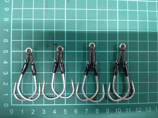 オーナー サーベルトリガー4/0使用 アシストフック4組セット サワラ 青物 ジギング タングステン TGベイトなどに