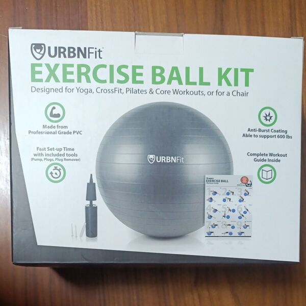URBNFit バランスボール 65cm ブルー 空気入れ付き