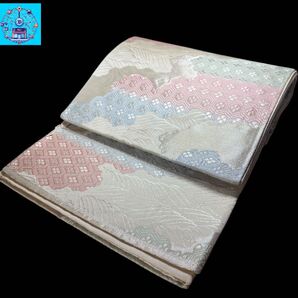 【美品未使用】 六通柄袋帯 亀甲雲取模様 銀糸 黒留袖 色留袖 訪問着 礼装